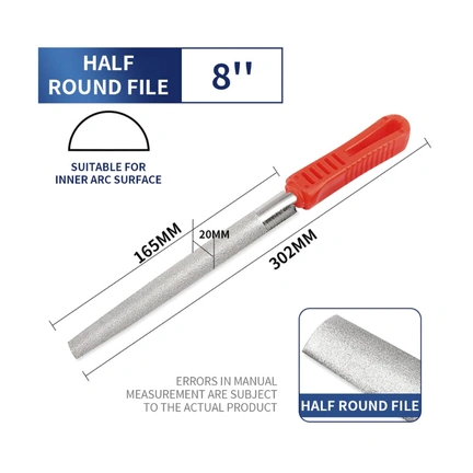 STAINLESS STEEL HALF ROUND FILE 8" gallery image 2