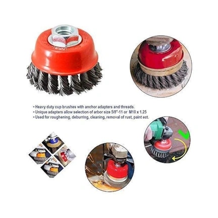 WIRE CUP BRUSH  TWISTED 3" M10-SS  gallery image 1